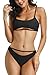 QINSEN High Waist Bikini Swimwear for Women Cutout Strappy Bandage 2PCS Bathing Suit Outfit Black L