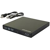 COOLEAD- Black Slim USB External Blu-Ray Player External USB DVD RW Laptop Burner Drive + Free Microfiber Cloth