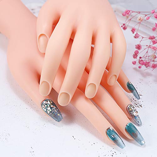 Practice Hand for Acrylic Nail, Fake Hand for Nails Practice, Flexible Movable Fake Hand