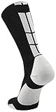 TCK Sports Elite Performance Crew Socks, Black/White, X-Large