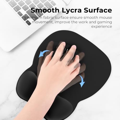 EooCoo Ergonomic Mouse Pad with Wrist Support, Mousepad with Memory Foam Wrist Rest and Non-Slip Base for Computer, Cafe, Home & Office, 9.64 x 8.26 in Office Desk Accessories, Black