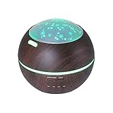 TOMNEW 150ML Aromatherapy Diffuser Ultrasonic Essential Oil Diffuser Kids Room Fragrance Mini Aroma Humidifier Wood Grain Waterless Auto Shut-off and 7 Color LED Lights Changing for Home Baby (Black)