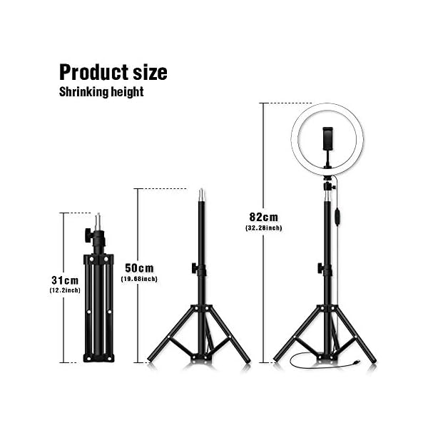 Thlevel LED Ringlicht Ringleuchte mit Stativ 10.2" Dimmbar USB Anschluss für schöne Fotos oder Videosschooting Live Streaming Portrait Schminken usw – Bild 4