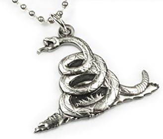 Biker CollectiblesDON'T TREAD ON ME Rattlesnake Biker Motorcycle Pendant Necklace w/Chain