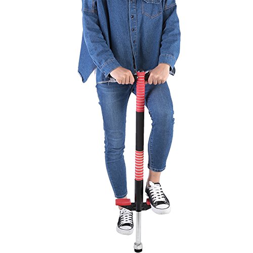 Liusin Pogo Stick for Kids Anti-Slip Safe Spring Jackhammer Jump Stick Weight 44 to 80 Lbs Children with Rubber Bottom for Boys Girls Balance Training (Red)