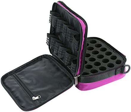42 Slot Double-Layer Portable Shock Resistant 15ml Essential Oil Bottle Nail Polish Travel Carrying Case Bag with Shoulder Strap (purple)