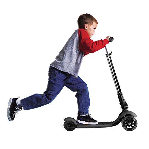 Greentest Scooter Foldable Adjustable Height Easy Turning 3 Wheel Kick Scooter for Kids Boys Girls with Flashing PU Wheels (Black) - Thumbnail 5