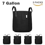 Fabric Grow Bags - 5 Packs 7 Gallon Plants Growing Pots w/ Handles, Aeration Fabric Pots Ideal for Outdoor / Indoor Planting, Portable Plants Container - Easy to Set Up & Easy to Transfer