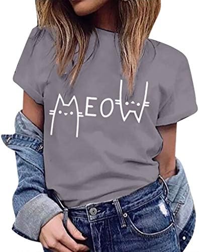 Womens Summer Cute Print Tops Short Sleeve T-Shirts Blouse