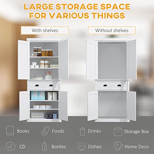 72" Traditional Freestanding Kitchen Pantry Cupboard with 2