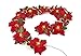 HOMESEASONS Christmas Decoration Garland,Pre-Lit Velvet Silk Poinsettia 6 Feet Garland with Red Berries and Holly Leaves, Christmas Garland (1 Pack, Red)