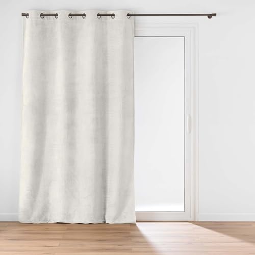 Douceur dInterieur, Flannel Eyelet Curtain 140 x 240 cm Natural Flannel Relief