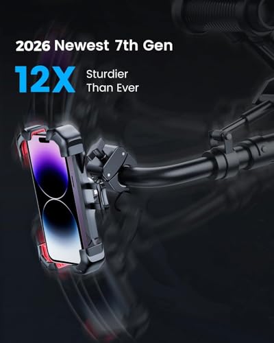 JOYROOM Motorcycle Phone Mount, [1s Auto Lock][100mph Military Anti-Shake] Bike Phone Holder for Bicycle, [10s Quick Install] Handlebar Phone Mount, Compatible with iPhone, Samsung, All Cell Phone