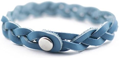 The Oil Lab Braided Leather Diffuser Bracelet (7.5” - Teal)
