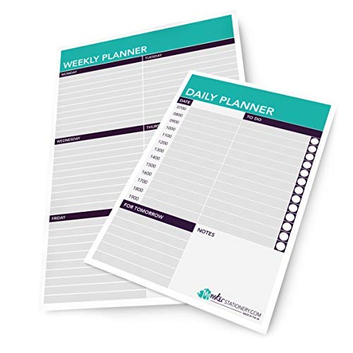 Monster Stationery - A5 Daily Planner and A4 Weekly Schedule Planner - 60 Sheets - 80gsm - Made in UK - Set of 2