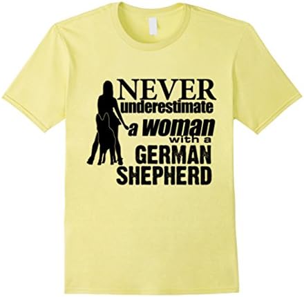 Men's Never Underestimate Women With German Shepherd Dog Tshirt Small Lemon