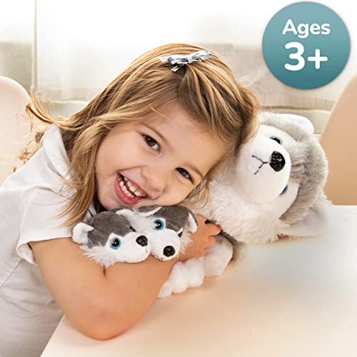 PREXTEX Plush Husky Toys Stuffed Animal w/ 2 Husky Baby Stuffed Animals