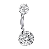 Andyle 316L Titanium steel Bling Disco Ball Crystal Belly Button Navel Ring Christmas Gifts 14 G