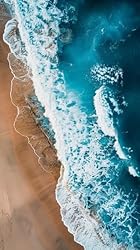 White Teal Blue Waves Ocean Beach Theme Area Rug