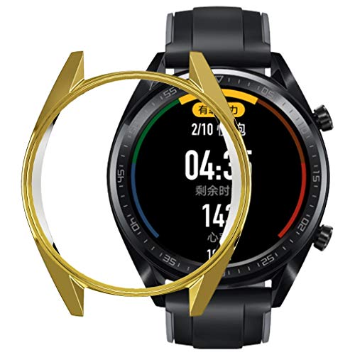 Cywulin for Huawei Watch GT Protective Case Cover Soft TPU Silicone Bumper Armor Rugged Ultra Slim Plated Frame Film Shock Proof Scratch Resistant for Huawei Watch GT Classic/Sport (Gold) - Thumbnail 2