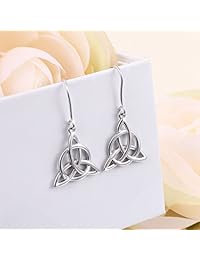 Colgante de plata de ley 925 con nudo celta irlandés de buena suerte, triángulo vintage, plata de ley, Dorado plateado blanco, B0739SGNRV