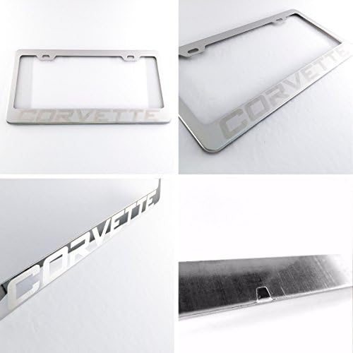 One Polish Chrome Laser Engraved corvette Stainless Steel USA License Plate Frame 12.25" x 6.5" Chevy Chevrolet