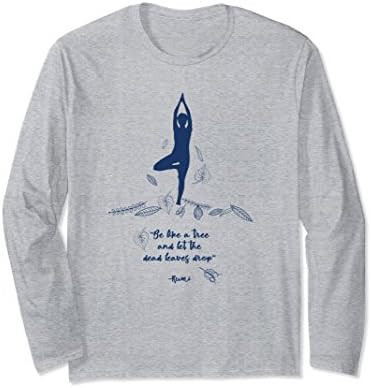 Unisex Let The Dead Leaves Drop Rumi Quote Yoga Long Sleeve T-Shirt Large Heather Grey
