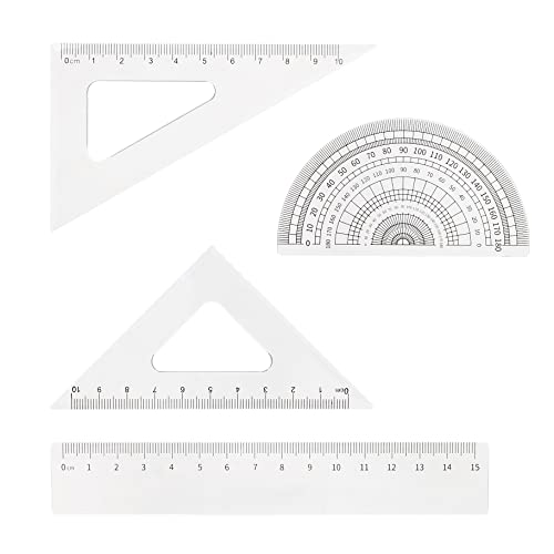 Druckbleistift 0,5-4 Stücke Metall Druckbleistift 0,5 Set,10 Stücke Bleistiftminen 0,5 mm HB,Radiergummis,Herrscher,Dreiecke,Winkelmesser für Haus, Schule und Büro