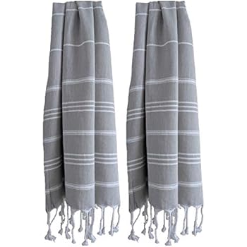 Prewashed Hand and Dish Turkish Towel [Set of 2] Eco Friendly, Oversized 35in x 22in, 100% Cotton - Decorative for Gift and Functional for Hands, Hair, Baby Care, Gym, or Kitchen