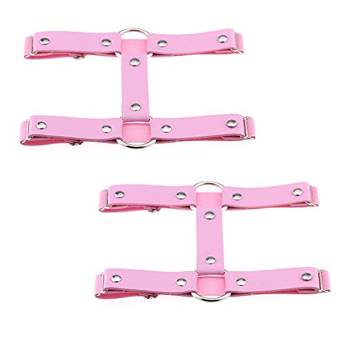 alisikee 2PCs Adjustable Faux Leather Leg Garter Belt, 2 Rows Thigh Garters for Women Parties, Black/Red/Pink/White/Brown