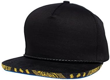GENTLEMAN'S CAP - Black with Gold Paisley, Modern Gents Speakeasy Style (Large, Blue Bottom)