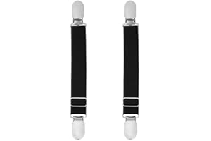 1 Pair Adjustable Elastic Stocking Clip Suspender Garter Straight Belt Straps Shirt Sock Stays Holder (Black)