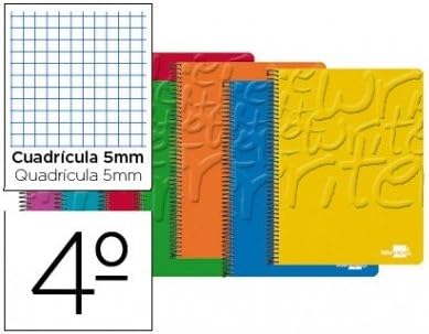 liderpapel – Notepad Spiral Quarter Write Lid cartoncillo 80H 60 g Table 5 mm Assorted Colours (Pack of 10)