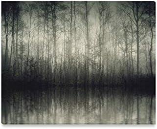 Amazon Com Wall Art Painting Lake In A Dark Mysterious Forest With Fog Prints On Canvas The Picture Landscape Pictures Oil For Home Modern Decoration Print Decor For Living Room Posters Prints
