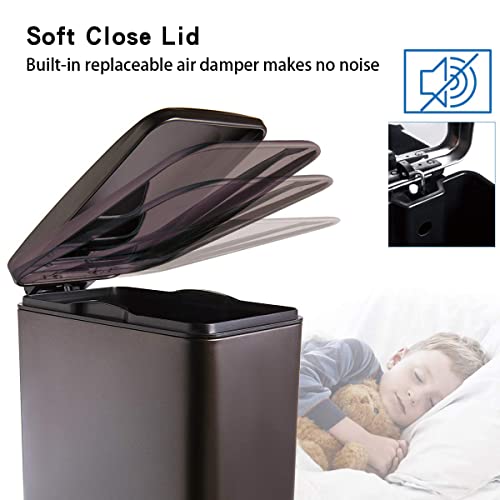 CLTEC 5L/1.3Gal Dark Bronze Stainless Steel Trash Can with Lid Soft