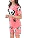MyFav Big Girls Summer Shorts Pajama Cute Panda Sleepwear Lovely Child Loungwear, Melon Red, Large