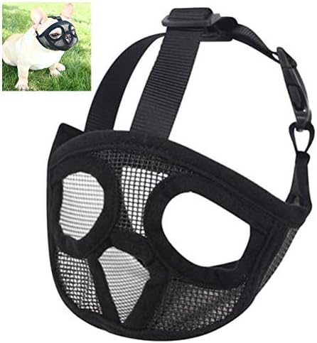 Hihey muzzle for dogs with flattened muzzle adjustable breathable: English Bulldog French Bulldog Pekingese Shih-Tzu Pug also suitable for cats