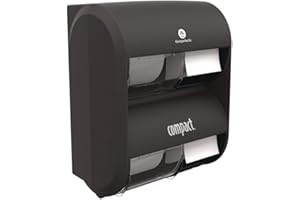 GEORGIA-PACIFIC COMPACT® 4-ROLL Quad Plus CORELESS HIGH-Capacity Toilet Paper Dispenser, Black, 1 Dispenser