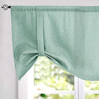 Tie up Valances for Windows Tie Up Valances for Kitchen Windows Flax Linen Textured Room Darkening Tie Up Shade Window Curtain 1 Panel Sage 18 Inches Long