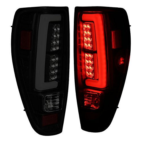 Tube Style Led Tail Lights Brake Stop Lamps Pair For Chevy Colorado GMC Canyon 2004 2005 2006 2007 2008 2009 2010 2011 2012 04 05 06 07 08 09 10 11 12 (Black Housing Smoke Lens White Tube)