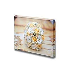 Canvas Prints Wall Art - Closeup of Beautiful Bridal Bouquet/Wedding Flower | Modern Wall Decor/Home Art Stretched Gallery Wraps Giclee Print & Wood Framed. Ready to Hang - 12" x 18"