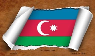 Azerbaijan Flag Scroll Novelty Metal Magnet M-9130 MINI Licence Plate Magnet