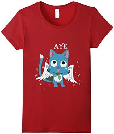 Women's Happy Fairy Tail Cat T Shirt Small Cranberry