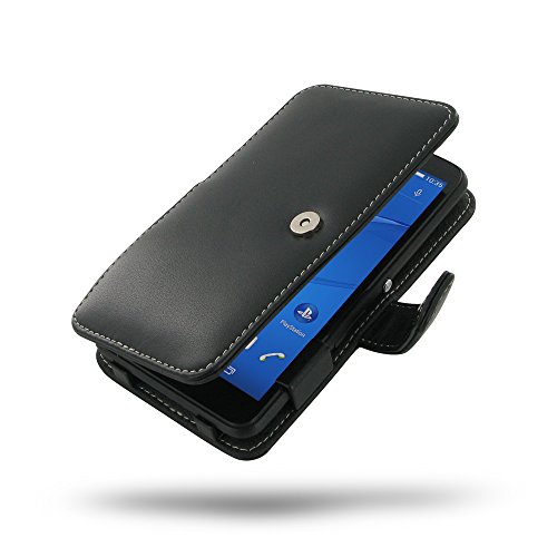 Sony Xperia E4 Dual E2104 E2105 E2114 E2115 E2124 Leather Case / Cover Protective Carrying Phone Case (Handmade Genuine Leather) - Book Case Cover with Belt Clip (Black) by Pdair
