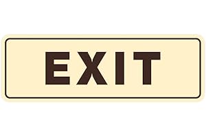 All Quality Standard Exit Wall or Door Sign | Durable Plastic and Easy Installation | Double-Sided Foam Adhesive Tape - Ivory/Dark Brown - Large (1 Pack)