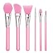 6pcs Silicone Makeup Brush Set Facial Mask Foundation Brushes Eyeshadow Eyebrow Brush Kit (Pink)