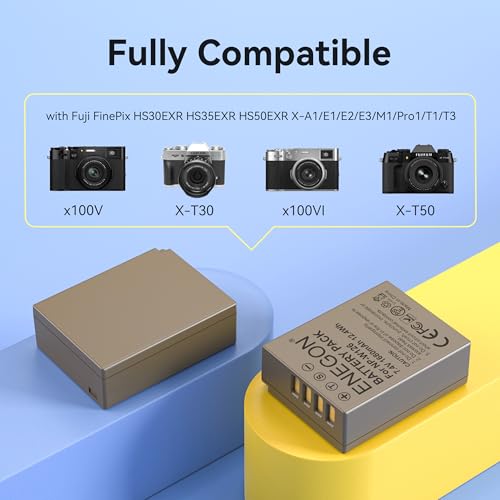 ENEGON NP-W126S NP-W126 Battery (1680mAh) 20W LCD Fast Charger for Fujifilm X100V,X100VI, X100F,X-T1,X-T3,X-T30,X-T100,X-T200,X-A1,X-E1,X-E2,X-E3,X-E4,X-M1,X-S10,X-Pro1/2/3,HS30EXR, HS35EXR, HS50EXR