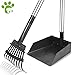 TNELTUEB Dog Pooper Scooper, Metal Pet Poop Tray and Rake with Long Stainless Handle Best Bin with Rake for Large Dog