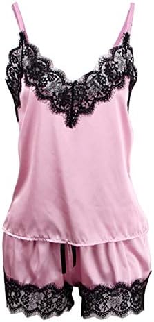 2019 Women Clothes for Summer Shorts Sets Sleepwear Satin Pajama Cami Top + Shorts Lace Sexy Pajama Set