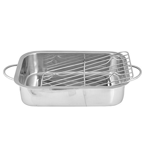 Super Heavy Stainless Steel Baking Tray with Grill Deep Roasting Pan